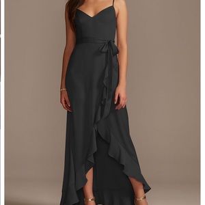 Spaghetti Strap Crepe Ruffle Bridesmaid Dress